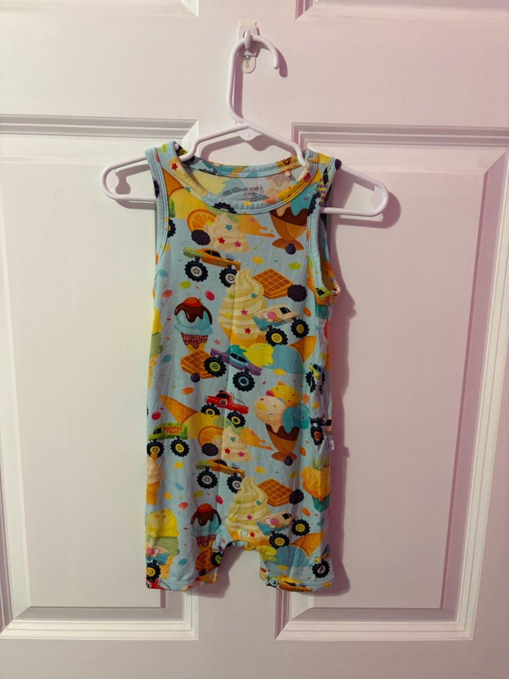 Posh Peanut Blue & Yellow Ice Cream and Monster Truck Romper